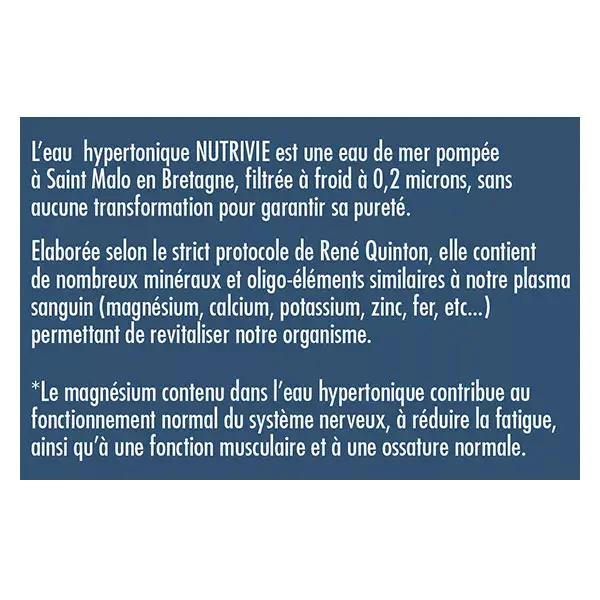 Ampolas de água hipertônica Nutrivie Quinton 10ml