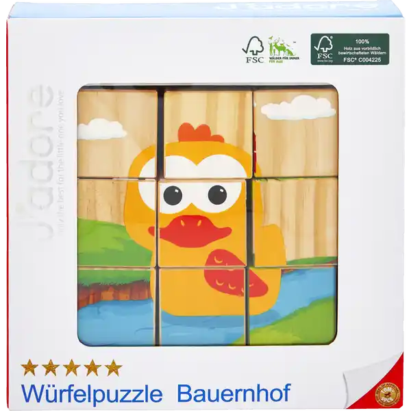 JADORE BABY WÜRFEL PUZZLE BAUERNHOF HOLZ