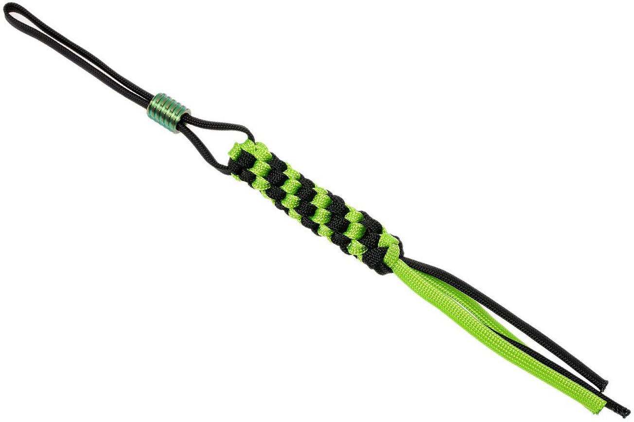 WE Knife A-01A paracord lanyard met titanium bead, groen-zwart
