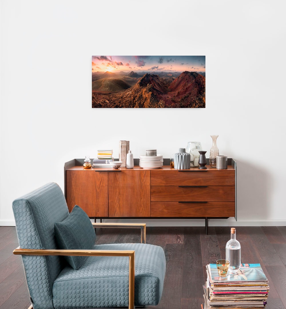 Komar Leinwandbild »Primeval Days - Grösse 90 x 40 cm« Baum | Berge | Blätter | Foto | Jahreszeiten | Landschaft | Meer | Natur | Palmen | Strand Packung, 1 Stk. tlg. Keilrahmenbild mi Echtholzrahmen