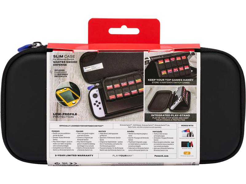 Power A Slim Case Master Sword Defense Reisetasche für Nintendo Switch – OLED, Nintendo Switch oder Nintendo Switch Lite