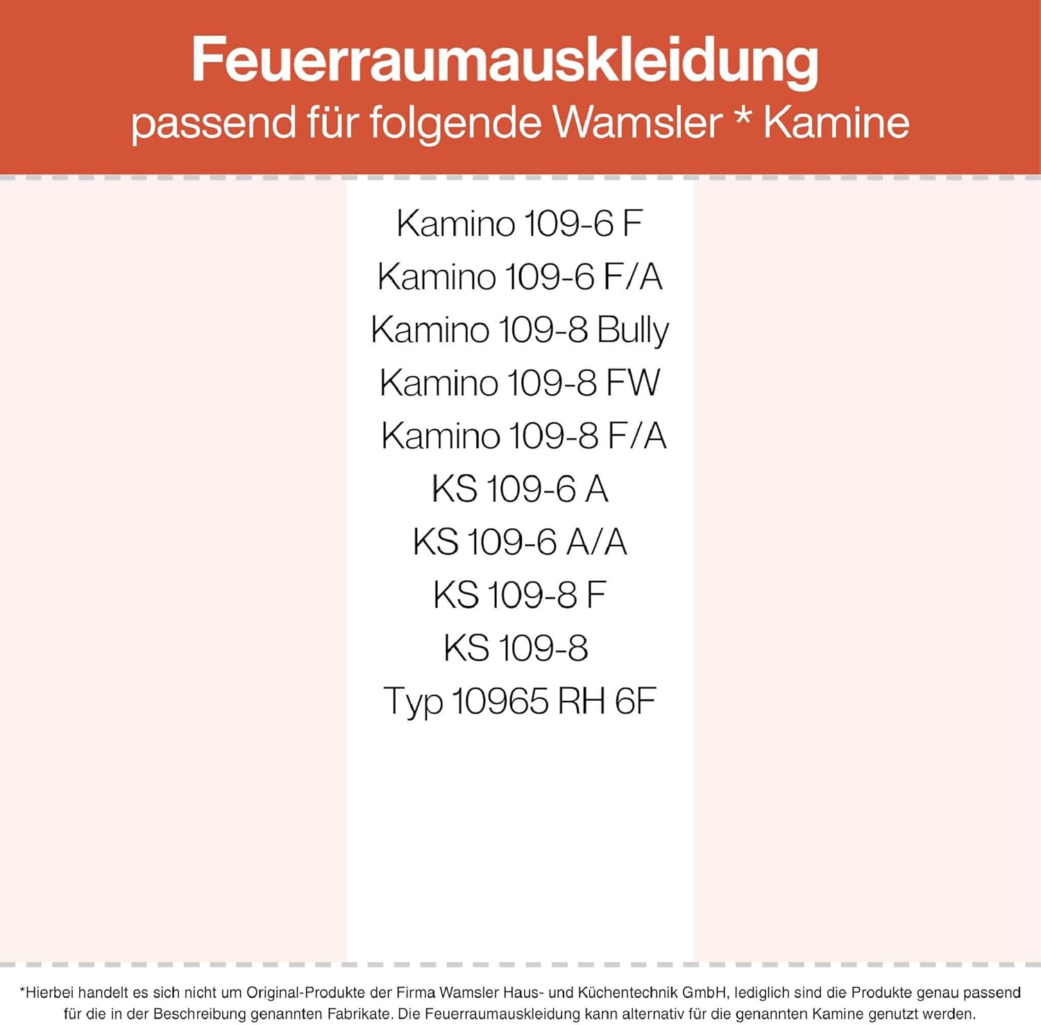 Feuerraumauskleidung - Passend für Wamsler Kamino 109-6 F** & weitere Kamin & Ofenmodelle inkl. Modellübersicht - Kaminofenauskleidung aus Vermiculite - passgenau & einfach austauschbar 14-teilig