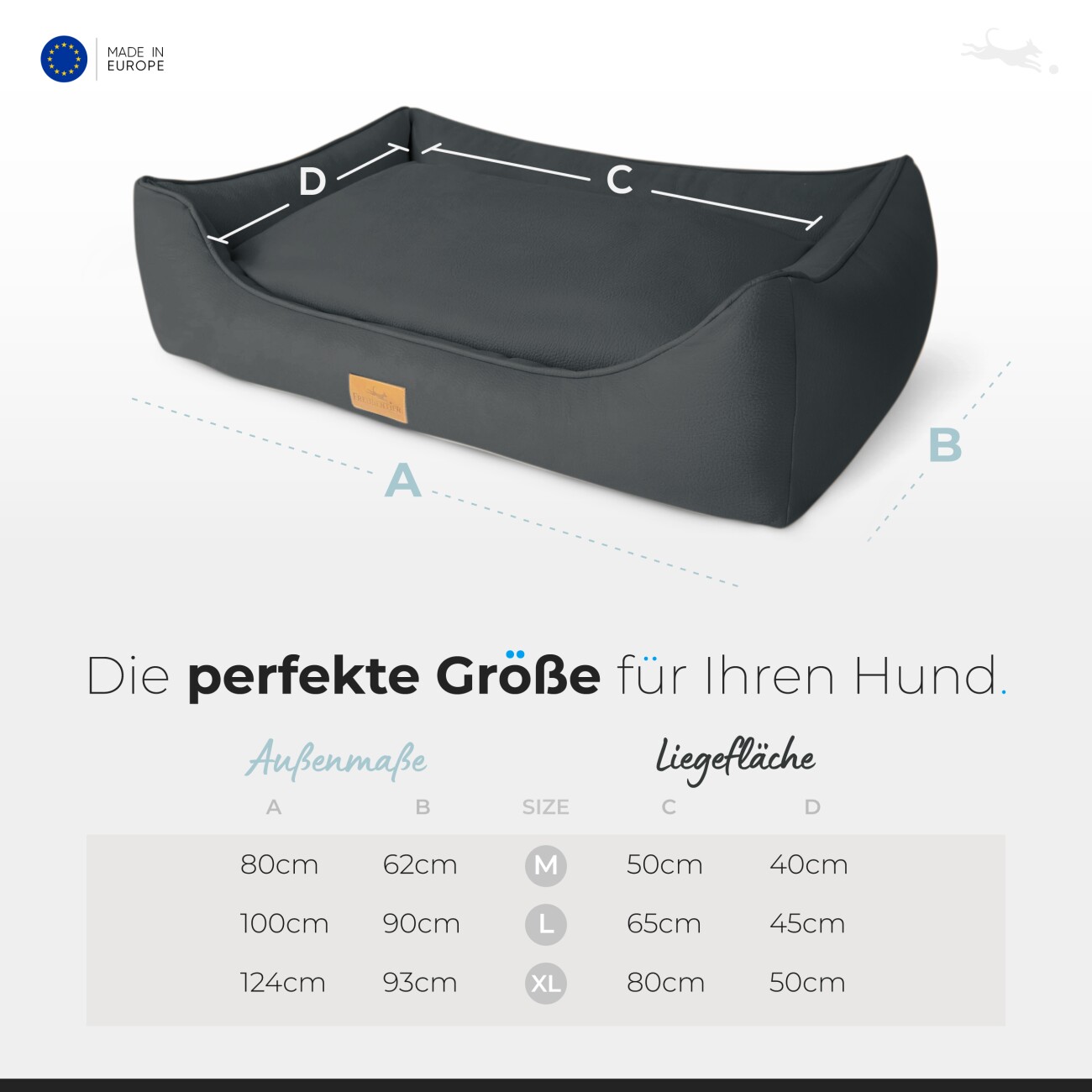 Freudentier orthopädisches Hundebett anthrazit L
