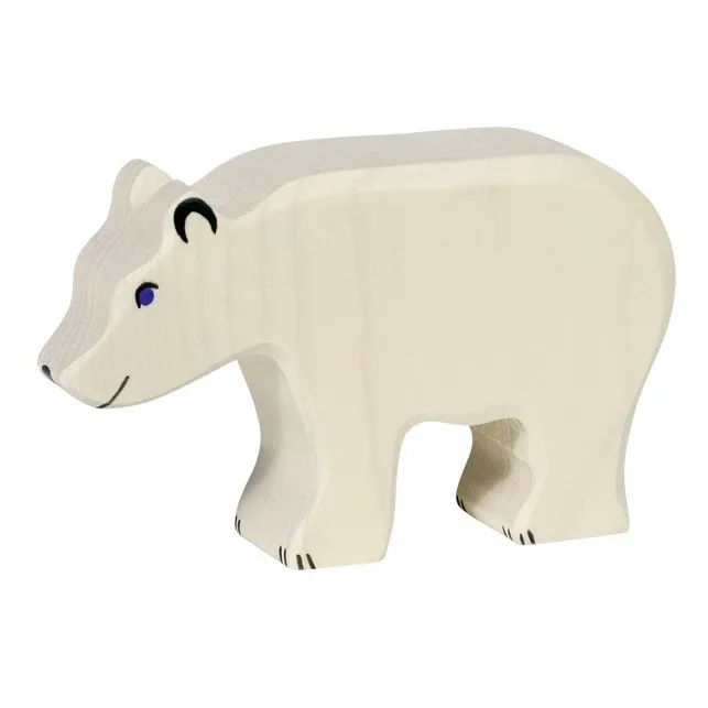 Holztiger Figurine en bois ours polaire mangeant
