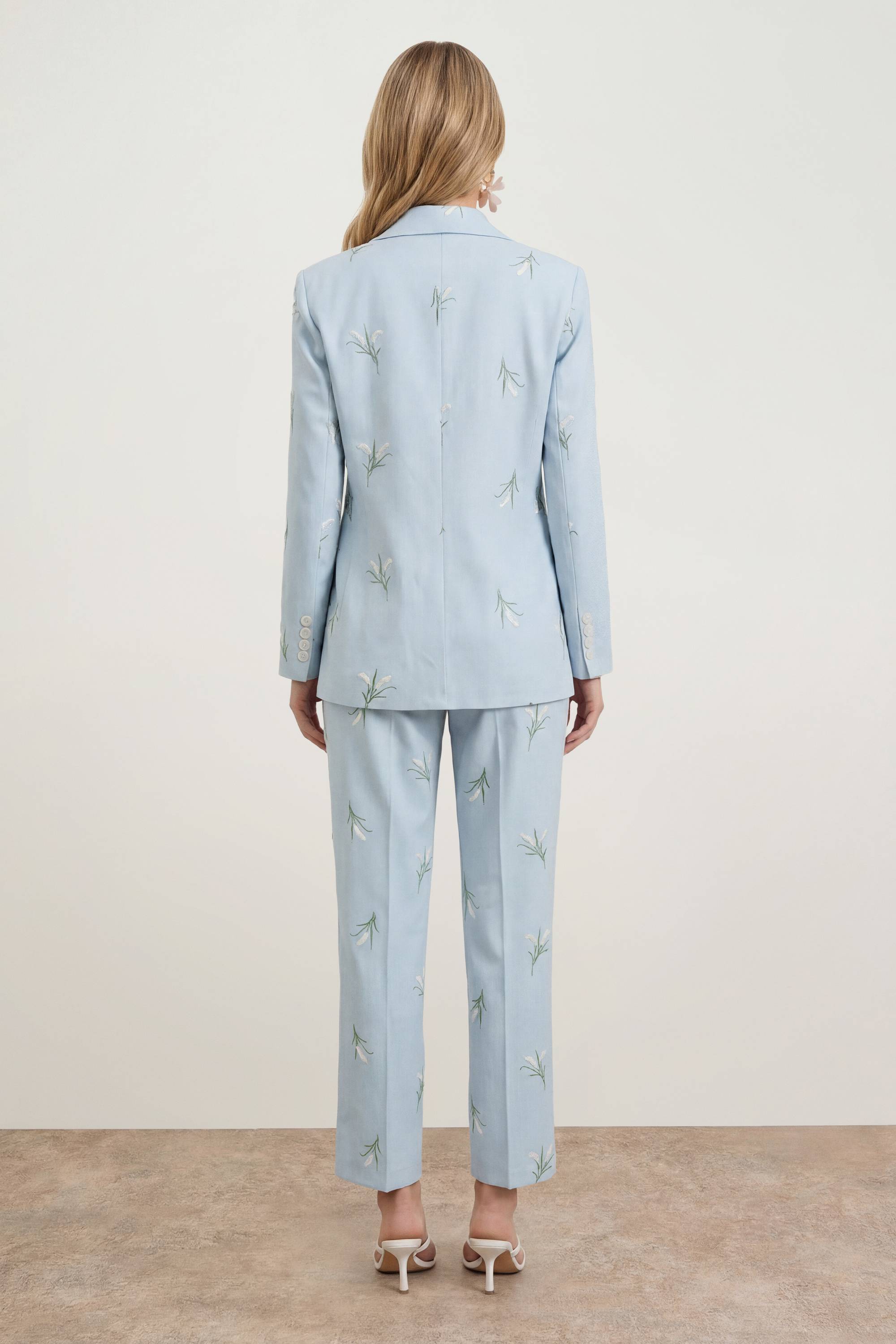 Oasis Pantalon de Costume Brodé Floral Ajusté