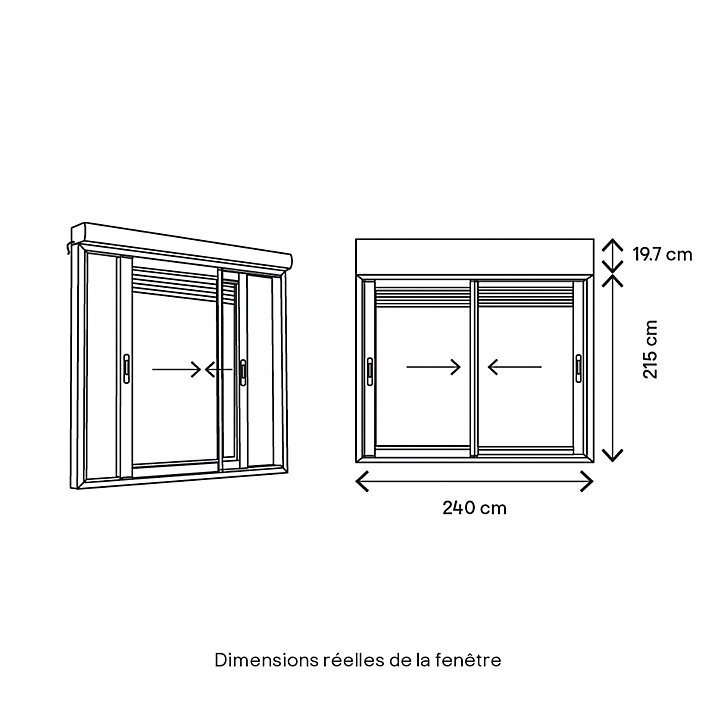 Baie vitrée coulissante alu + volet roulant motorisé Goodhome blanc - l.240 x h.215 cm - Uw 1,7