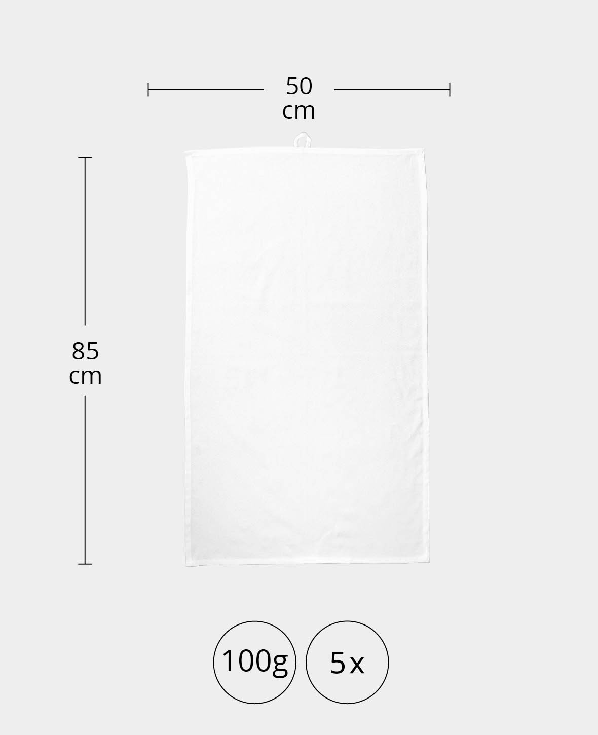 (5er Set) 50x85cm Baumwolle DIY Küchentuch Geschirrtuch - Weiss