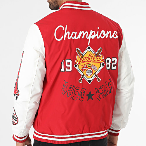 Veste Teddy Rouge Blanc