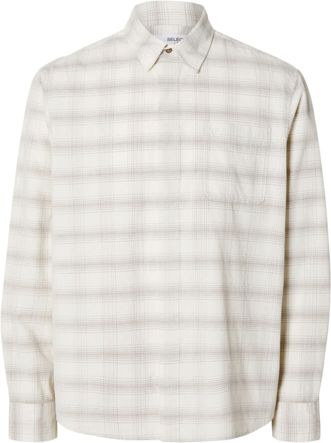 Selected Homme SLHRELAX-CORD CHECK SHIRT LS Sort