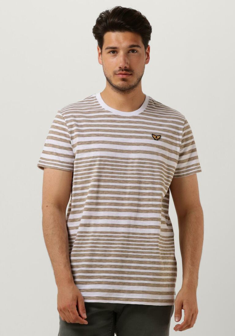 PME LEGEND beige pme legend t-shirt short sleeve r-neck slub jersey printed