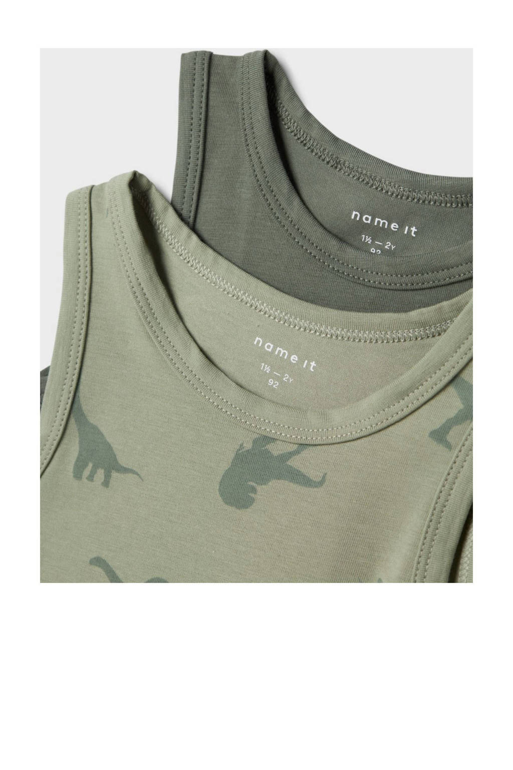 hemd NMMTANK TOP DINO - set van 2 groen/donkergroen