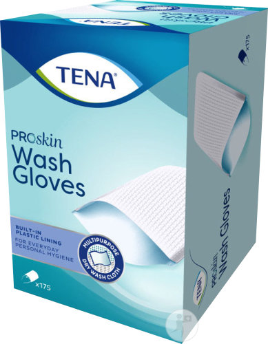 Tena ProSkin Wash Gloves Plastifié Gant De Toilette Sec 175 Pièces