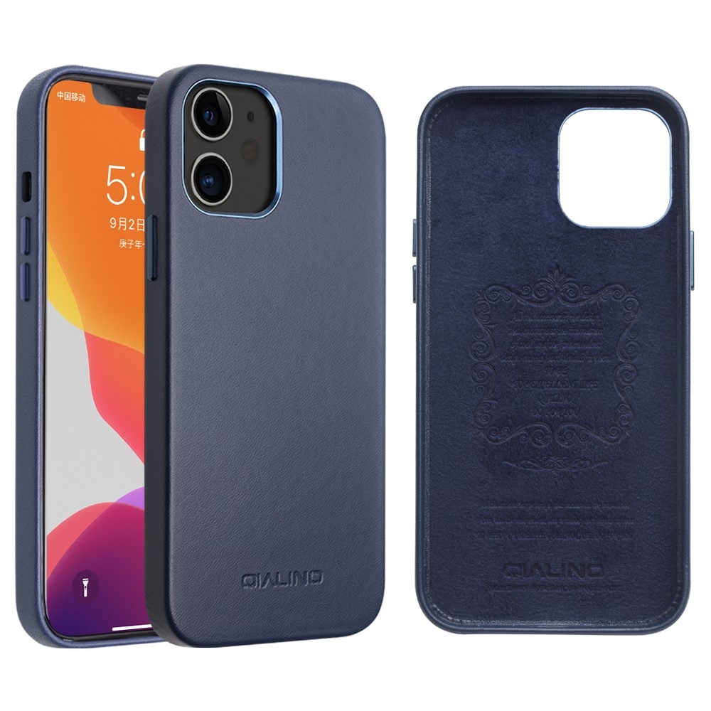 iPhone 12 / iPhone 12 Pro Echtleder Hülle Back Case - Blau