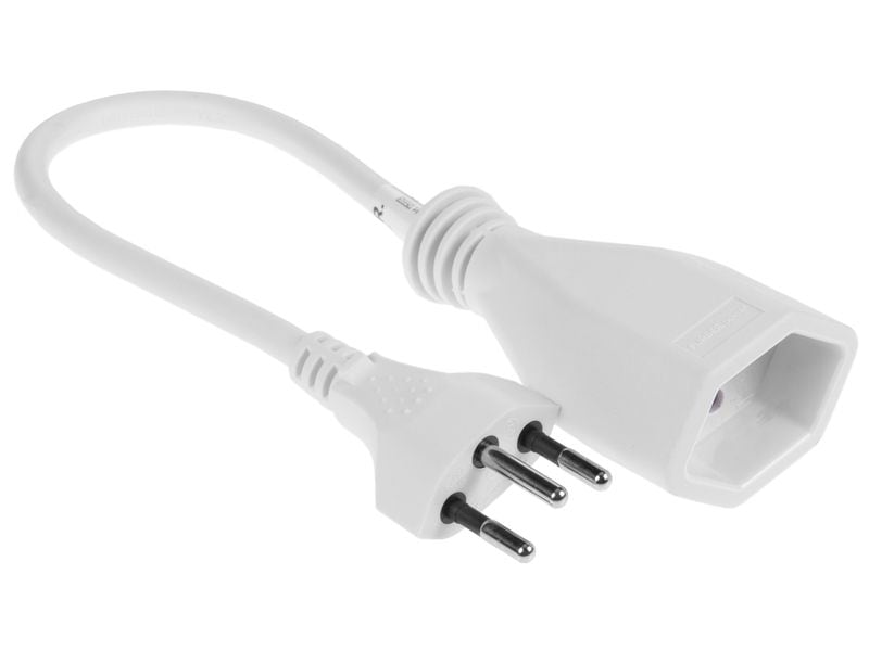 FURBER.power Verlängerungskabel T13-T12 0.2 m Weiss Stromkabel H05VV-F 3G1.00