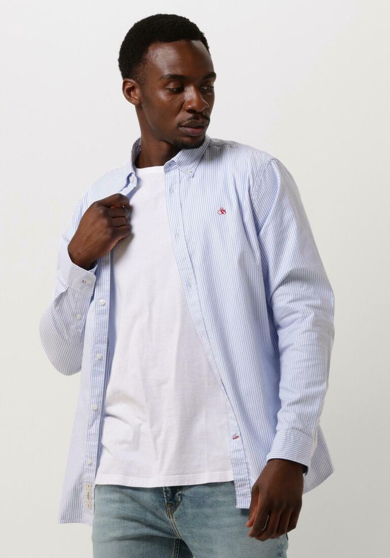 SCOTCH & SODA blauwe scotch & soda casual overhemd essential oxford stripe shirt