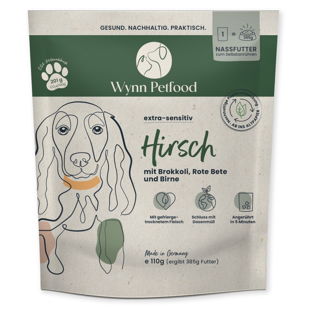Wynn Petfood Reisetüten Nassfutter Hirsch mit Süßkartoffel