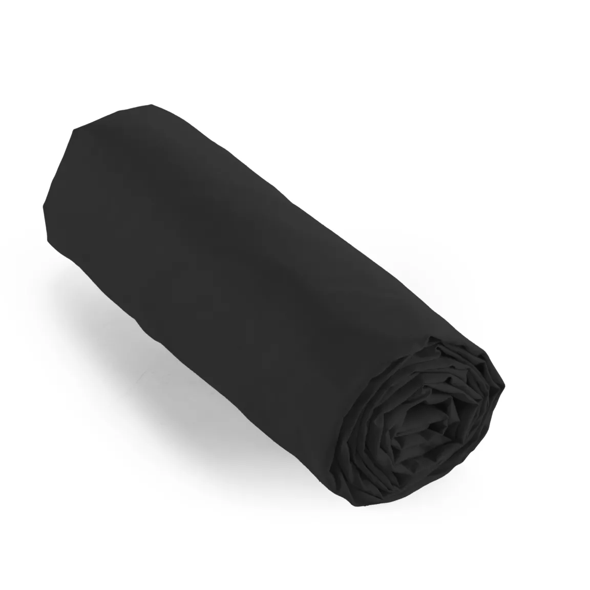 Drap housse percale de coton (180 x 200 cm) Cali Noir