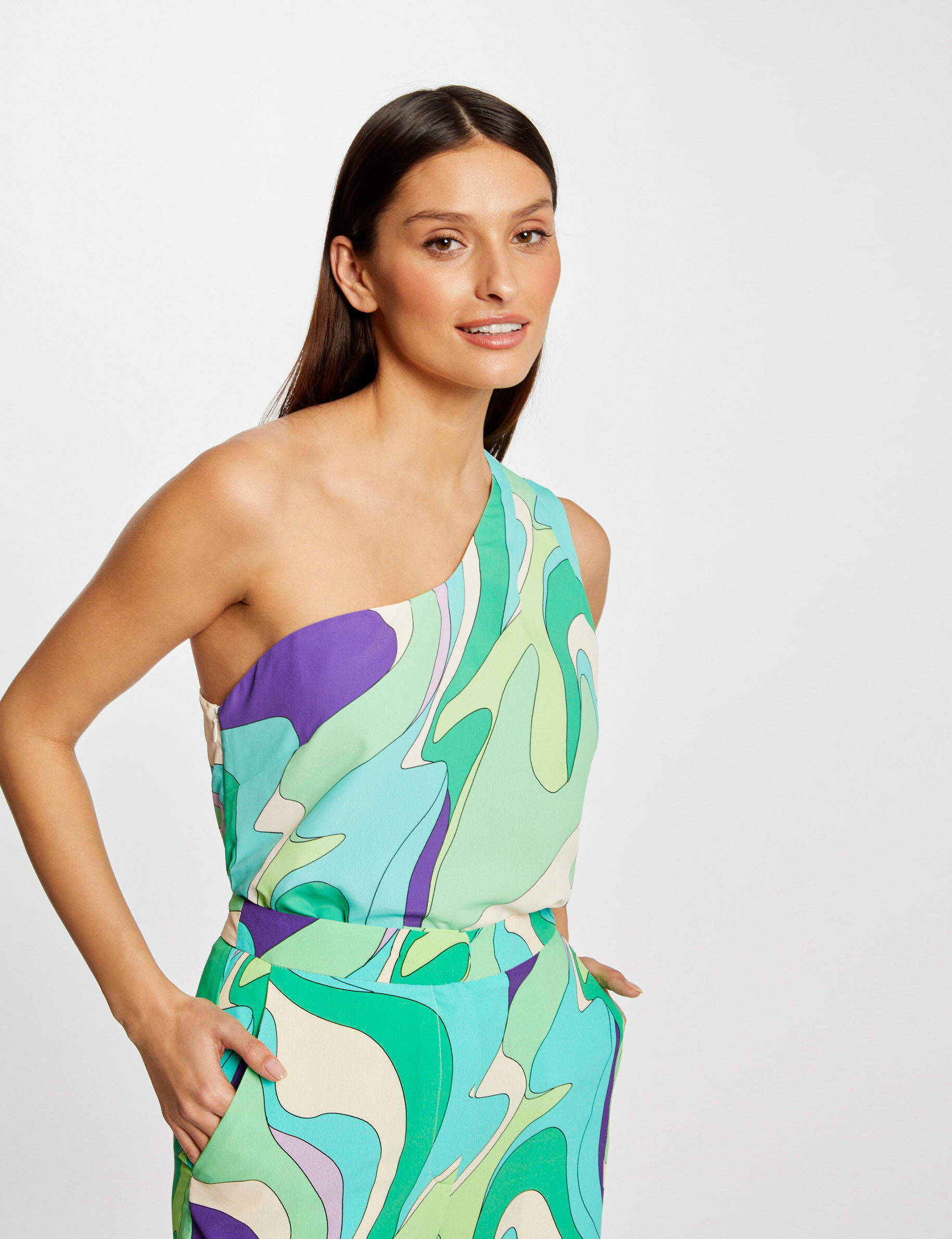 Blouse asymétrique imprimé abstrait multico femme - multico