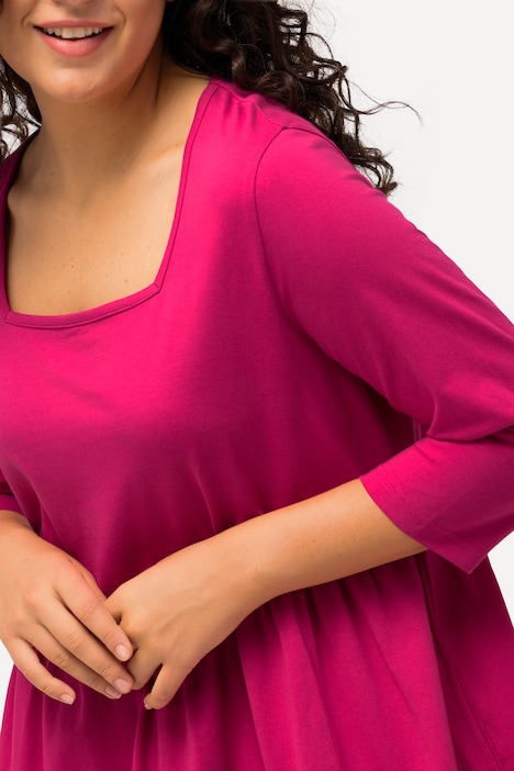 Jerseykleid, A-Linie, Carree-Ausschnitt, 3/4-Arm