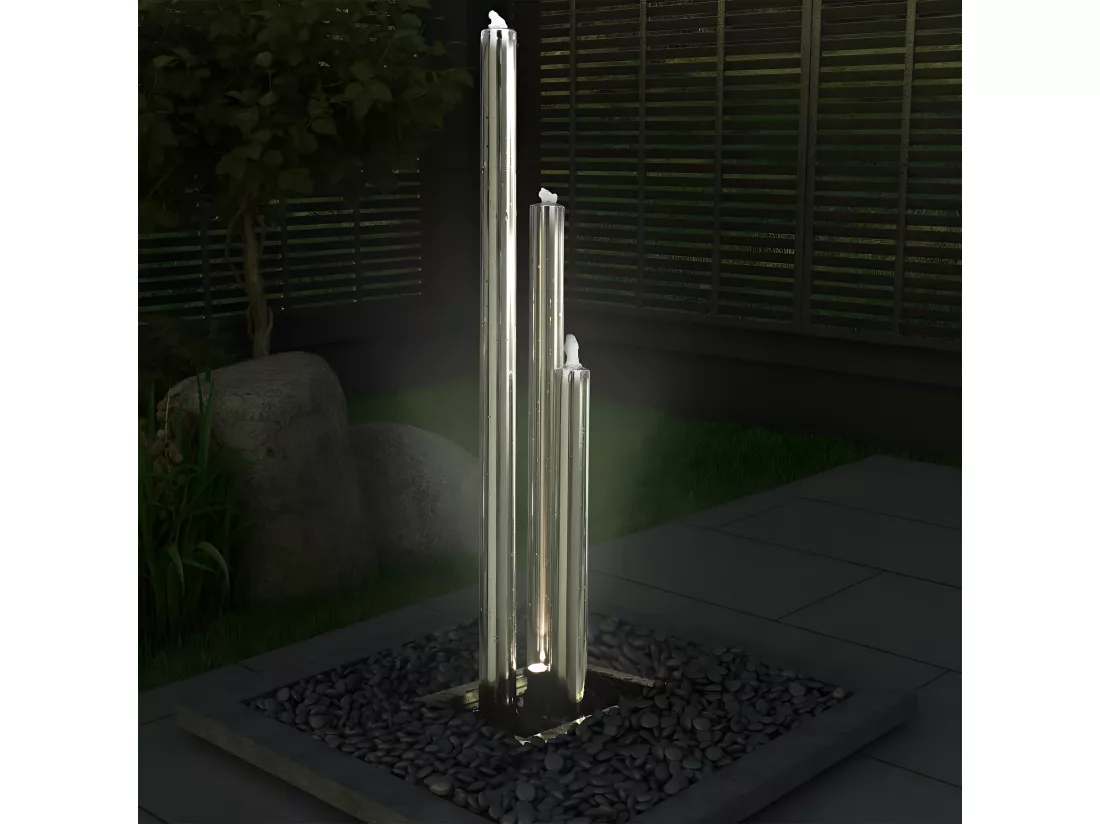 Fontaine de jardin Argenté 48x34x153 Acier inoxydable