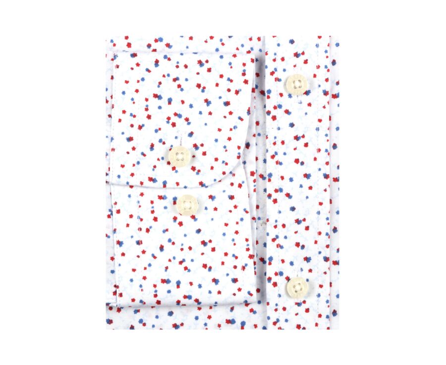 Chemise blanche coton imprimé rouge et bleu - RODRIGUES