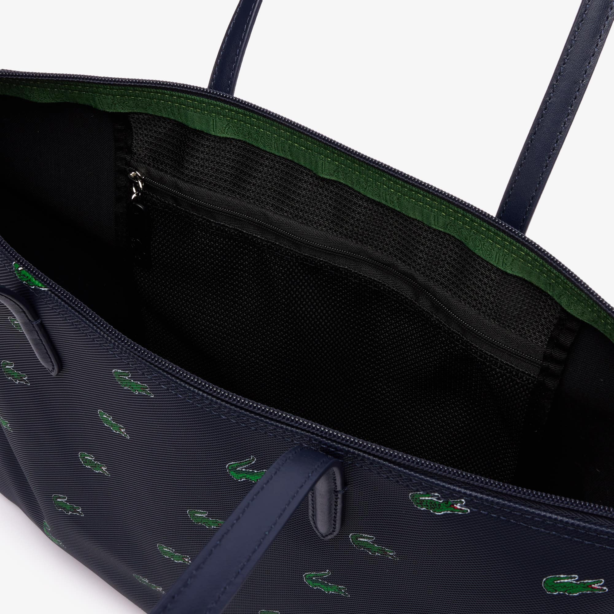 Sac cabas imprimé crocodile en toile enduite Sacs à main & Cabas - Bleu - Lacoste - Femme