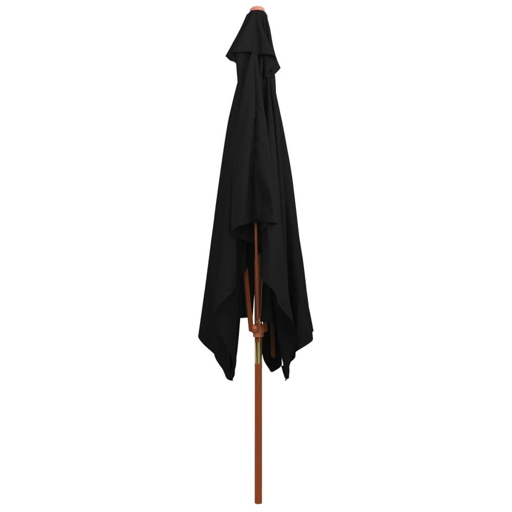 Parasol d'extérieur avec mât 200 x 300 cm bois noir