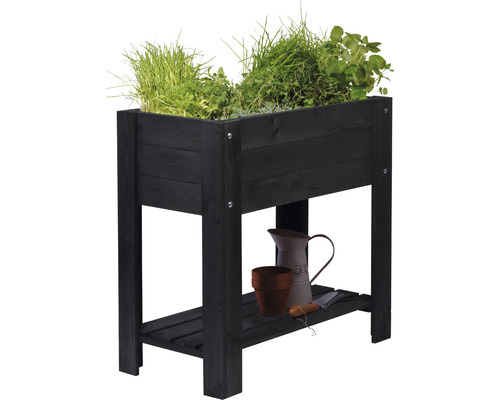 Verhoogde tuinbak op palen Dobar Auvergne incl. beplantingsliner 80 x 40 x 78 cm antraciet