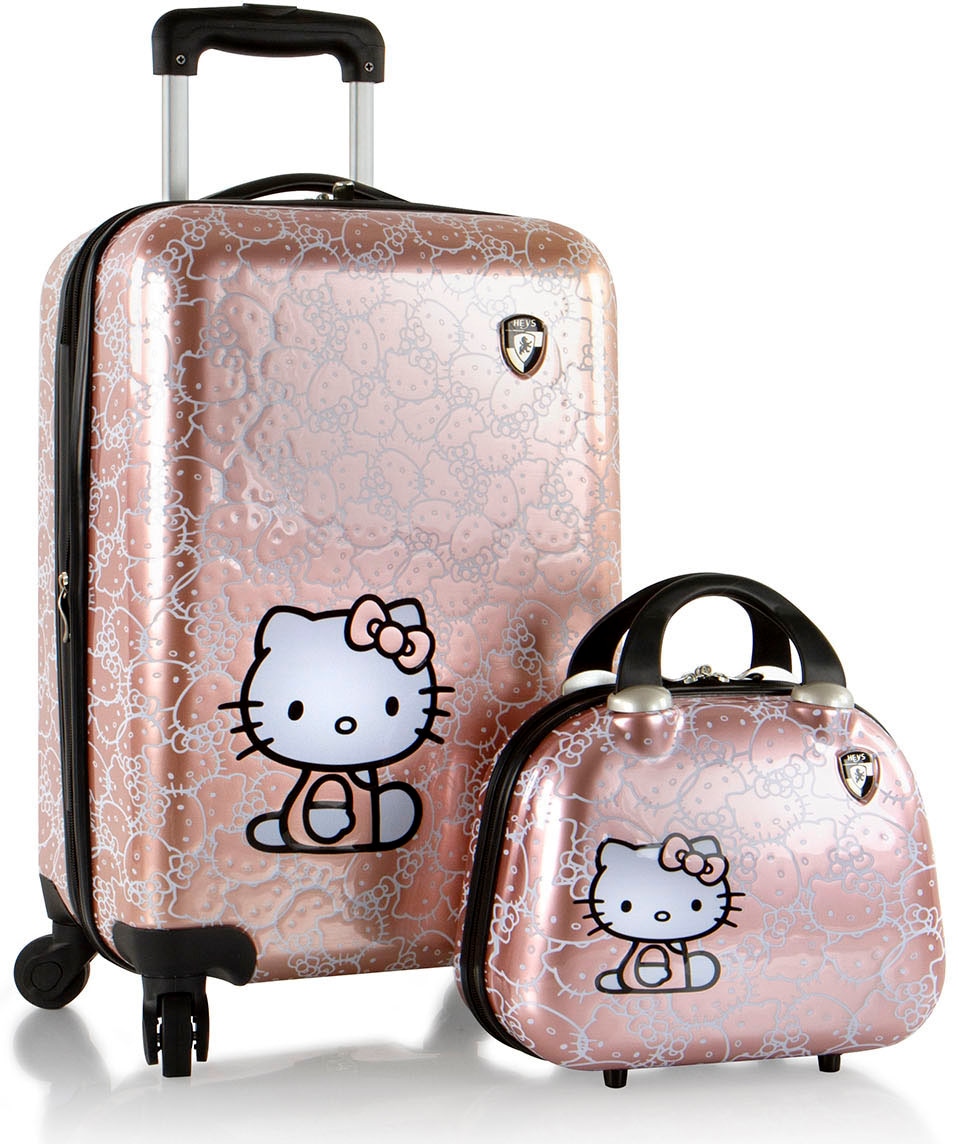 Heys Kinderkoffer »Kinderreiseset Hello Kitty roségold« Set, Kinderkoffer und Kosmetikkoffer,  31,8 l 4 Rollen Heys x Joachim Llambi Kindertrolley Handgepäck-Koffer
