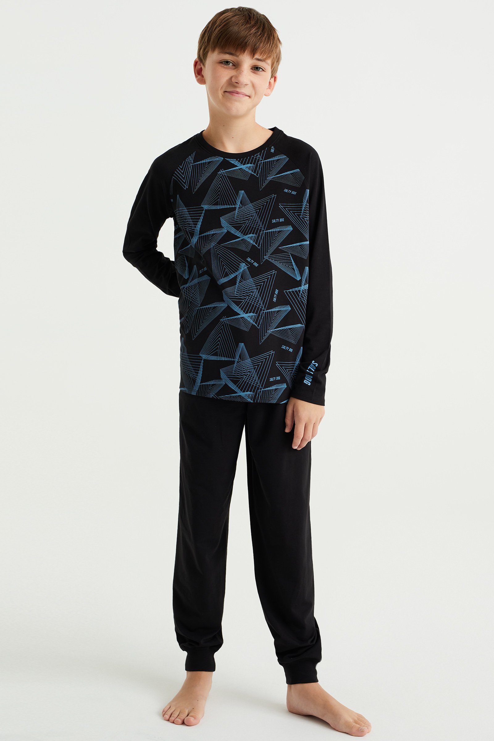 Jongens pyjamaset met dessin Salty Dog Zwart