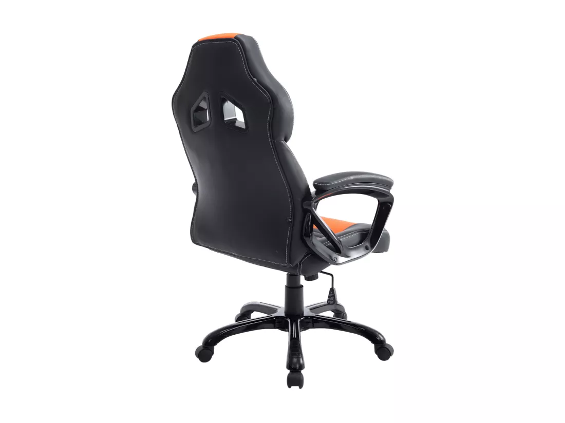 Chaise de bureau - Similicuir & Plastique - Noir / Orange - XL Pedro