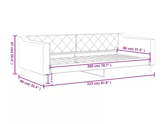 Lit de repos sans matelas crème 80x200 cm tissu