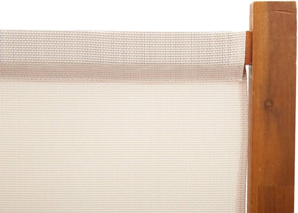 6-Panel Cream White Room Divider, 420x180 cm Solid Acacia Wood & Textilene Privacy Screen for Indoor Outdoor Spaces, Foldable Freestanding Partition Wall