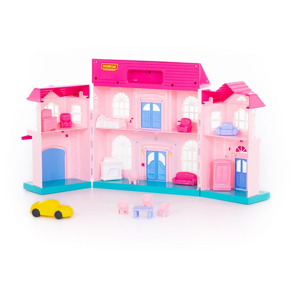Polesie Puppenhaus Sophie 78018 klappbar Möbelset, 2 Etagen, verschiedene Räume rosa