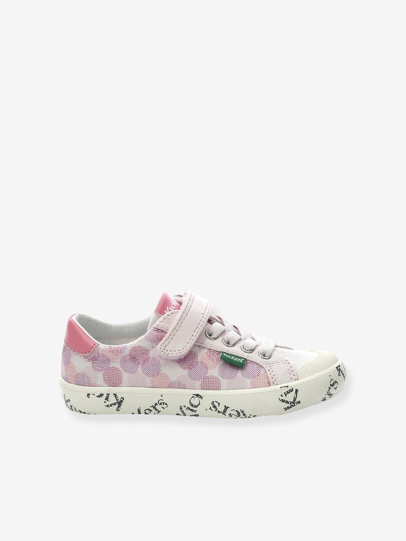 Tênis KICKERS® Gody Gold para meninas, branco claro com estampa.