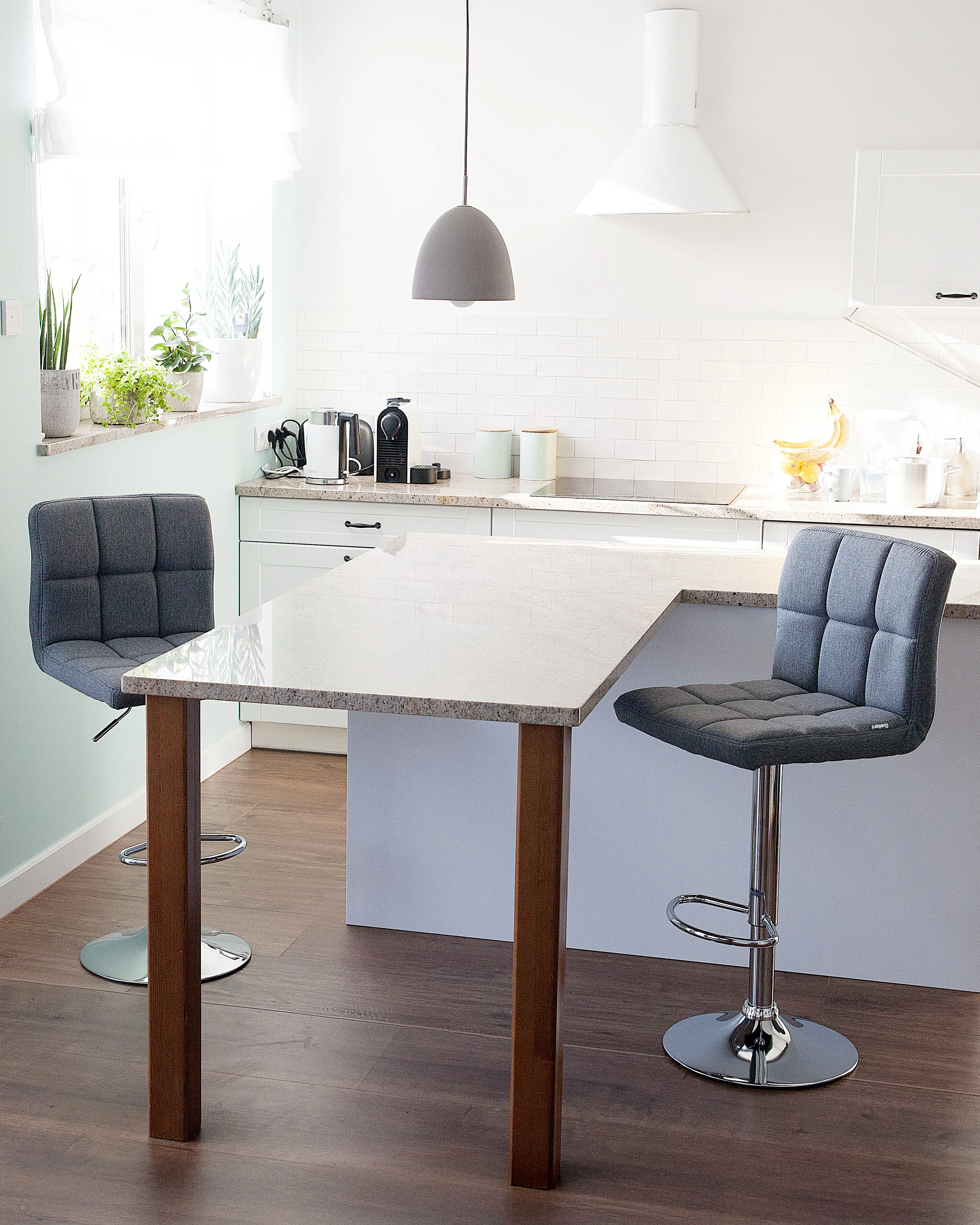 Set van 2 barstoelen MARION draaibaar Lichtgrijs