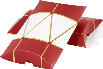 Gaveæske - Tromme - Str. 12X9,4X2,5 CM - 300 G - Guld - Rød - Hvid - 3 Stk