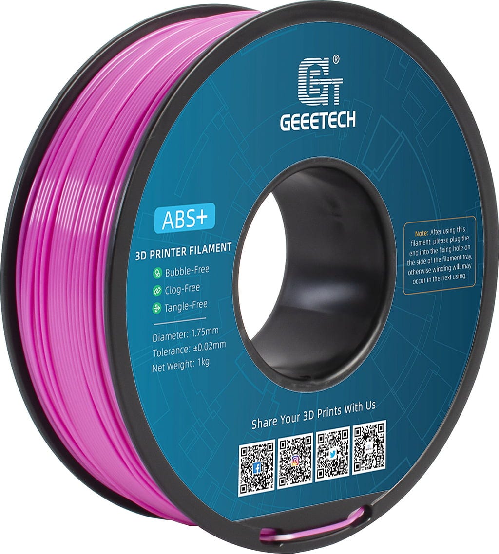 GEEETECH  ABS+ Pink, 1,75 mm / 1000 g    Beständiges ABS-Filament für robuste und langlebige Modelle in Pink