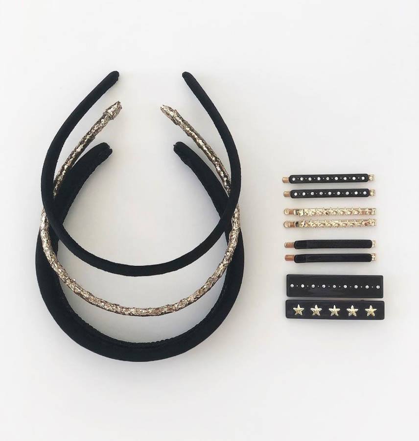 DARK Velvet Hairband Thin Black