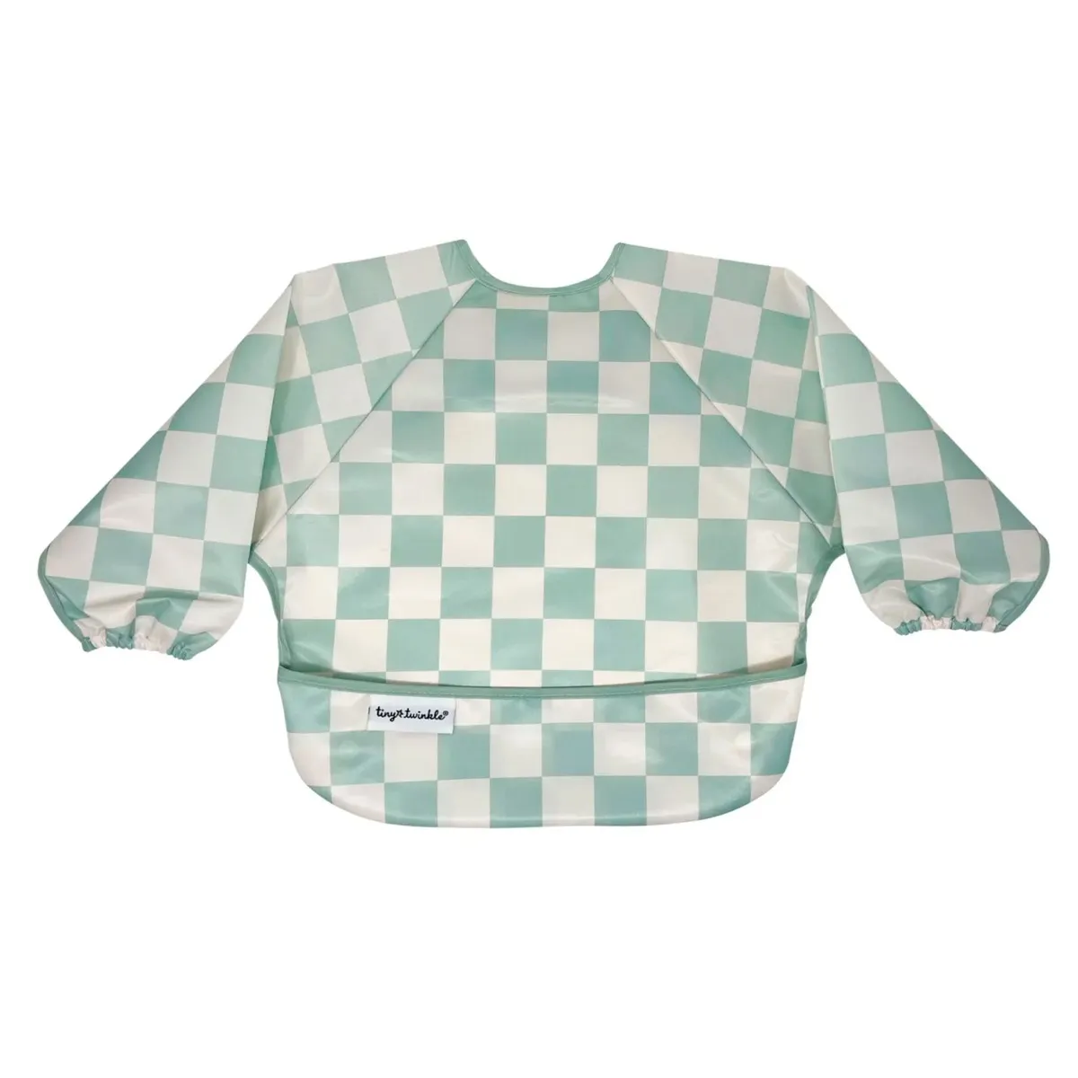Tiny Twinkle Bavoir Manches Longues - Damier Sauge