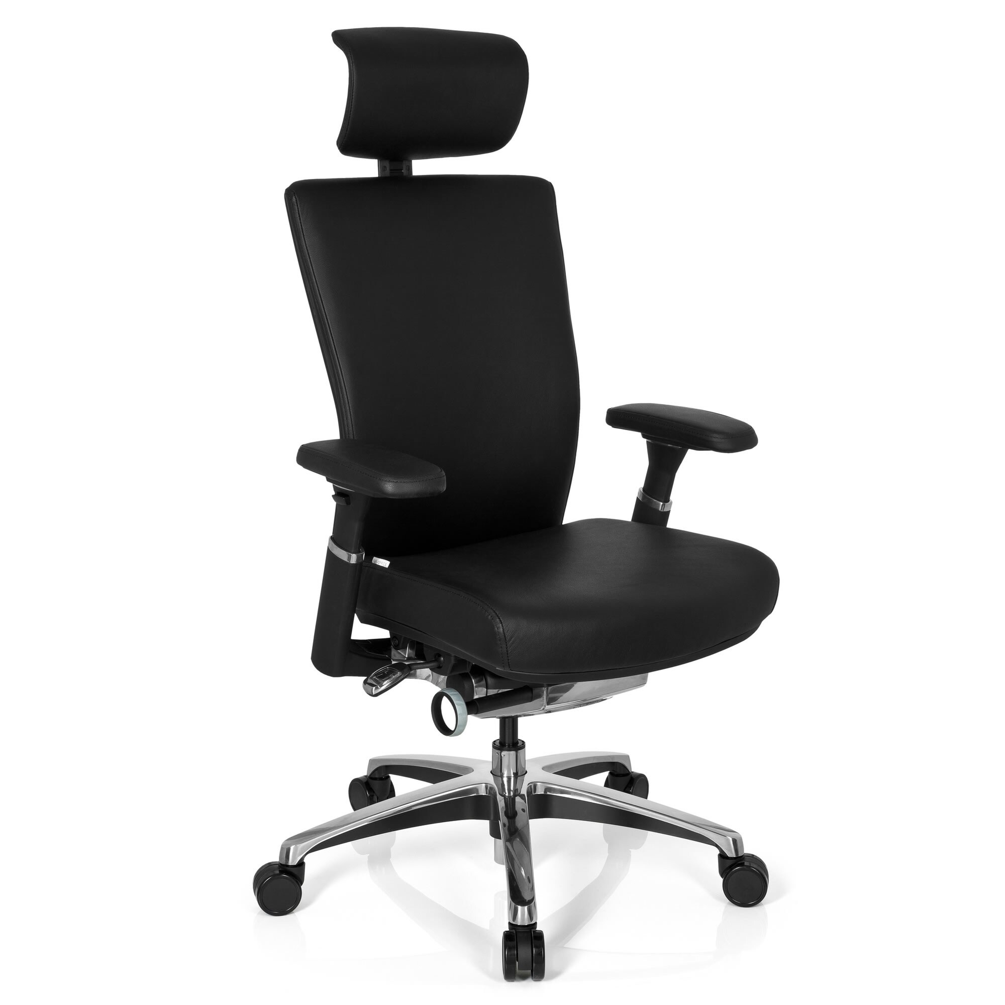 Profi Bürostuhl NOVA Leder mit Armlehnen (höhenverstellbar) hjh OFFICE