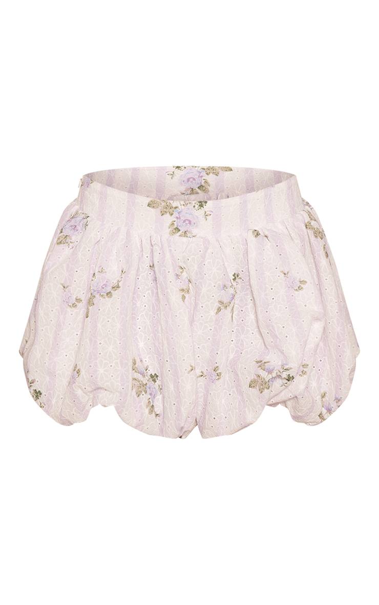 Lilas Ensemble Coordonné Jupe Bouffante Imprimée Florale Brodée