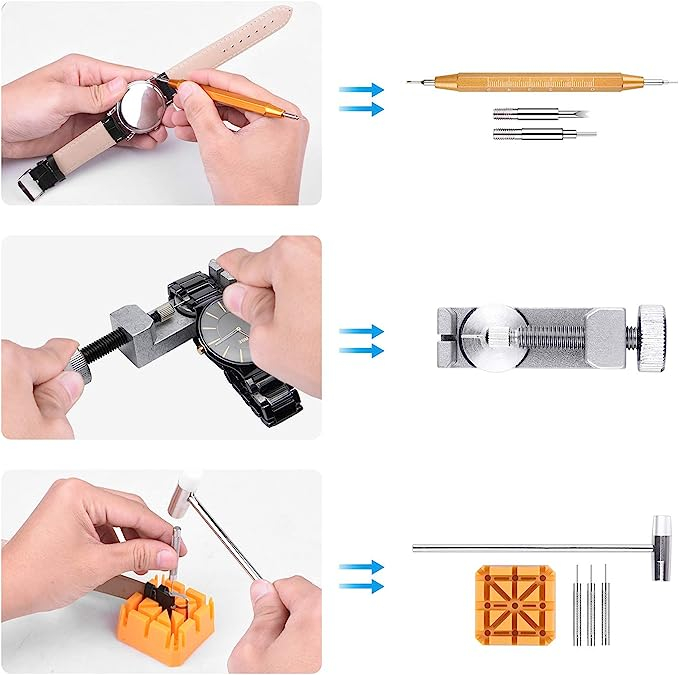 (149-tlg. Set) Universal Uhrenwerkzeug Set für Uhrenreparatur mit Pinzette / Gliederentferner / Uhrengehäusehalter / Schraubendreher