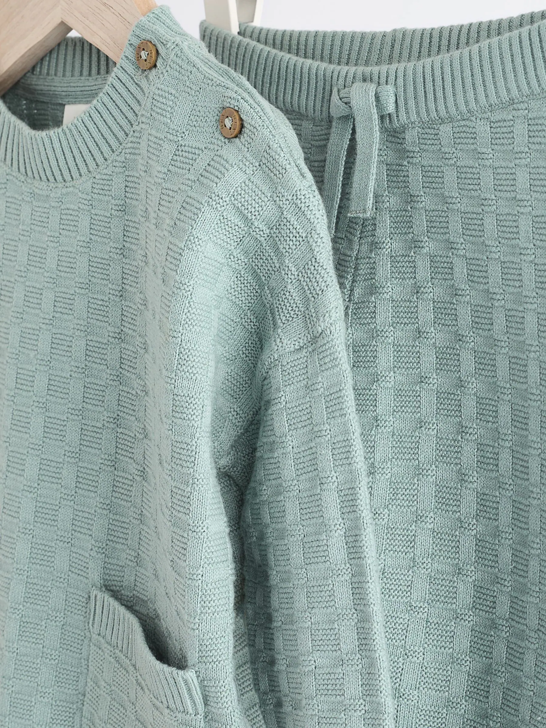 Mineraal - Babyset met gebreide trui en legging van 100% katoen met textuur (0mnd -3jr)