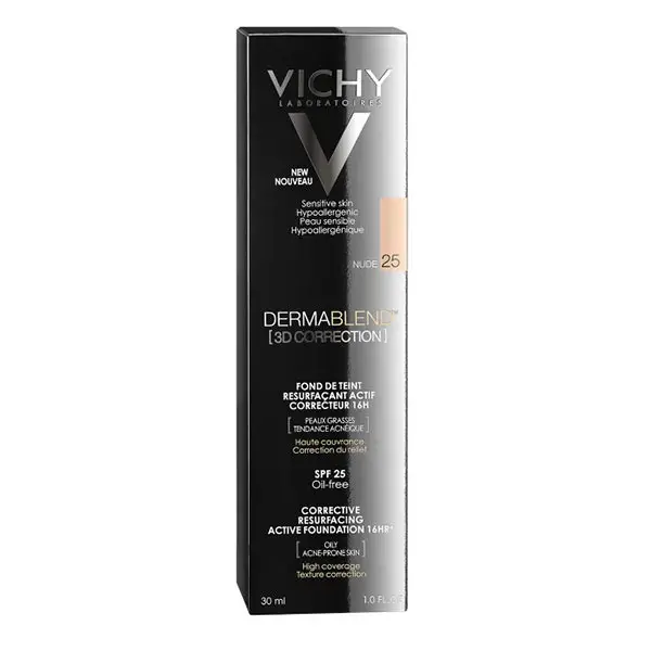 Base Corretiva e Rejuvenescedora Vichy Dermablend 3D nº 25 Nude 30ml