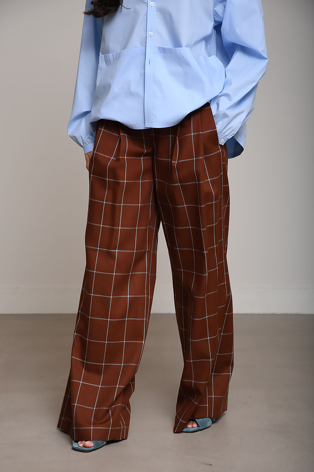 Katherine check cotton pants