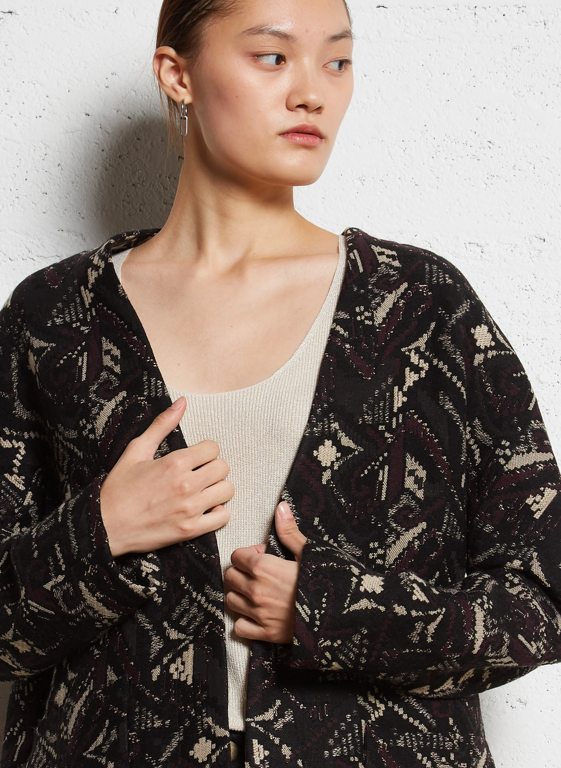 MARILYN - Veste oversize en jacquard imprimé | Noir