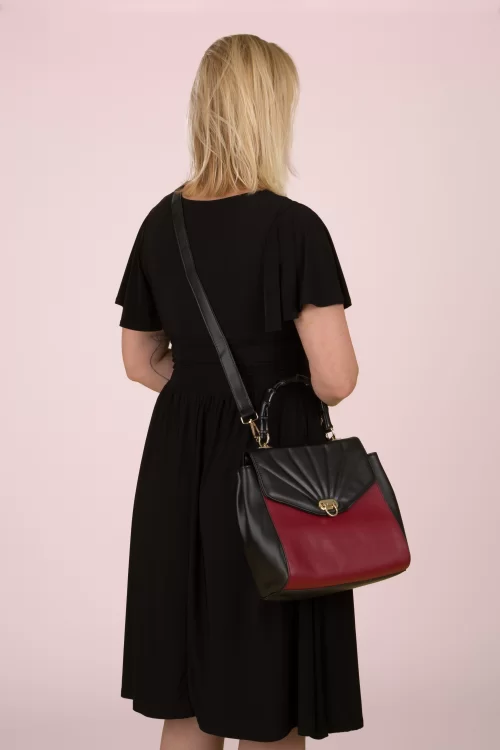 Banned Retro Bamboo Lux handtas in bordeauxrood en zwart