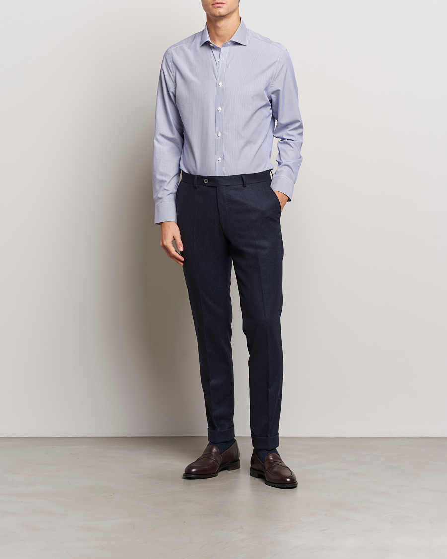 Charles Tyrwhitt Slim Fit Non Iron Bengal Stripe Poplin Shirt Navy
