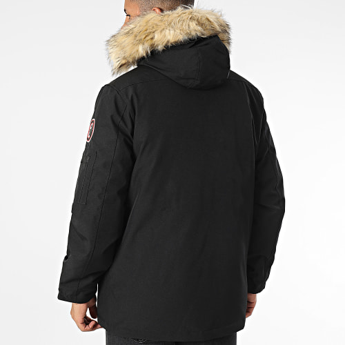Doudoune Capuche Fourrure Trappeur Noir